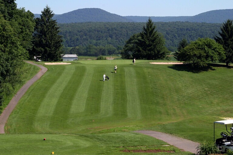 View of the fairway at Lost Creek Golf Course in Oakland Mills, Pennsylvania