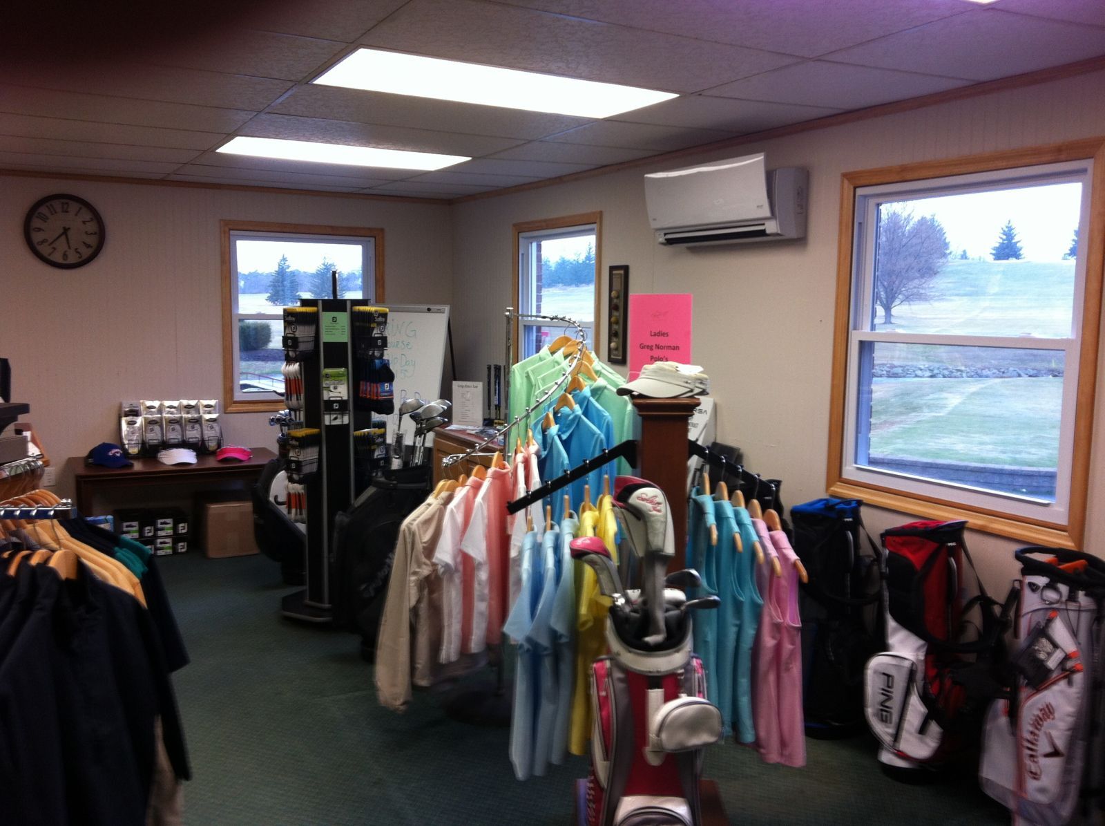 Women's golf merchandise in the pro shop at Lost Creek